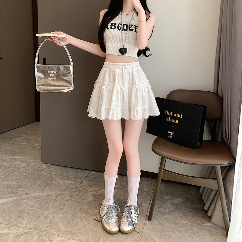 實拍～蕾絲邊白色半身裙女夏季2026新款a字短裙小個子百搭半身裙
