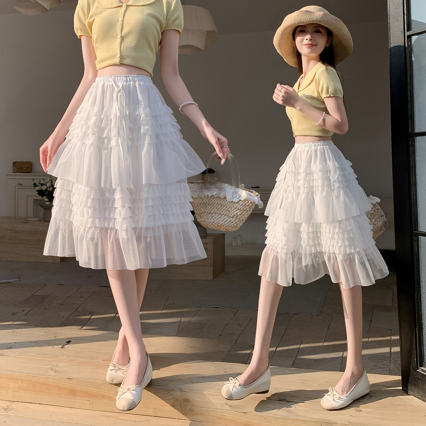 實拍～公主范網紗層次感立體蓬蓬蛋糕裙2026新款韓系少女中長裙