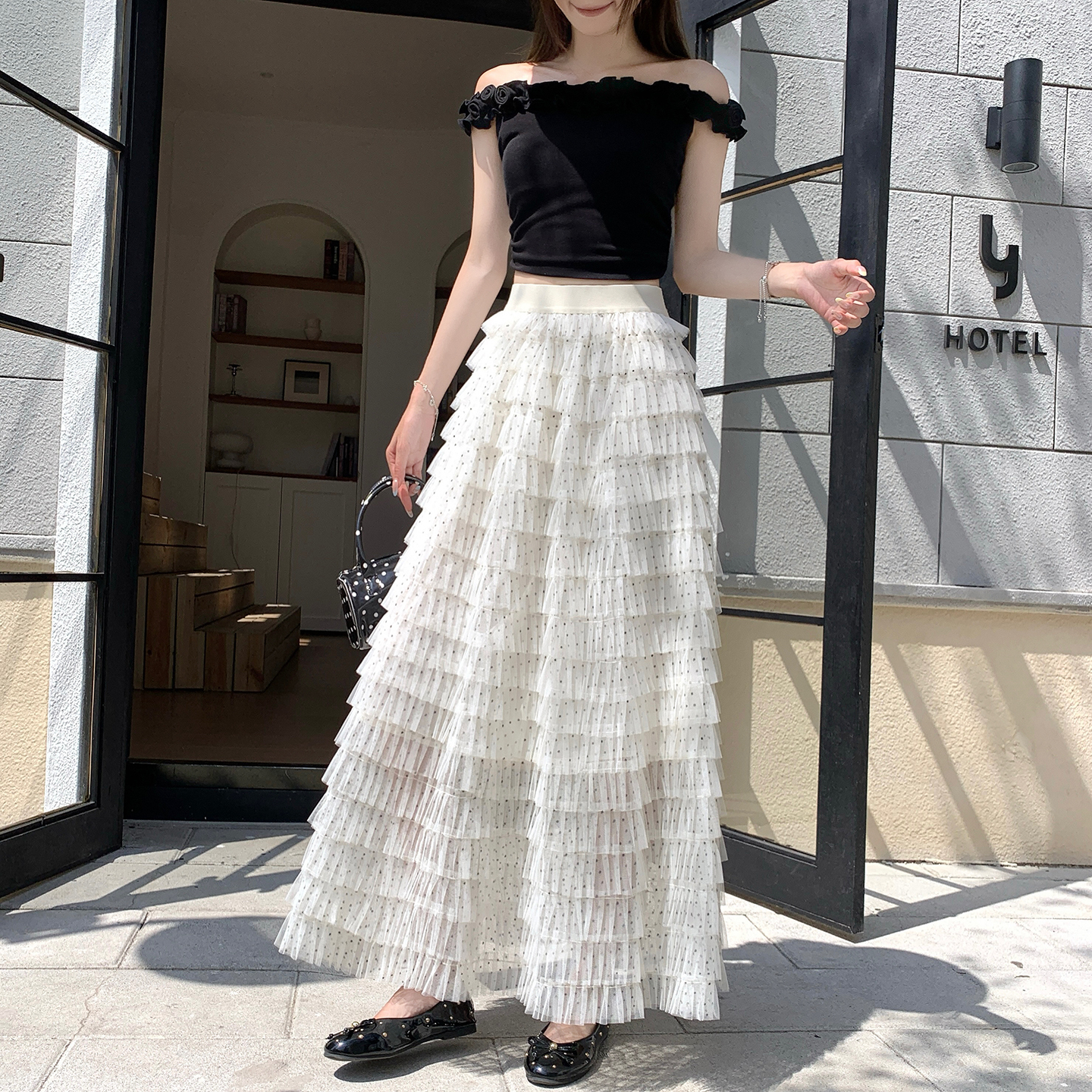 法式波點網紗仙女蛋糕裙女2026新款夏季減齡顯瘦多層蓬蓬半身裙