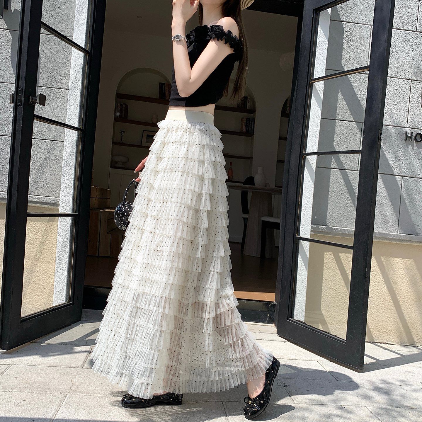 法式波點網紗仙女蛋糕裙女2026新款夏季減齡顯瘦多層蓬蓬半身裙