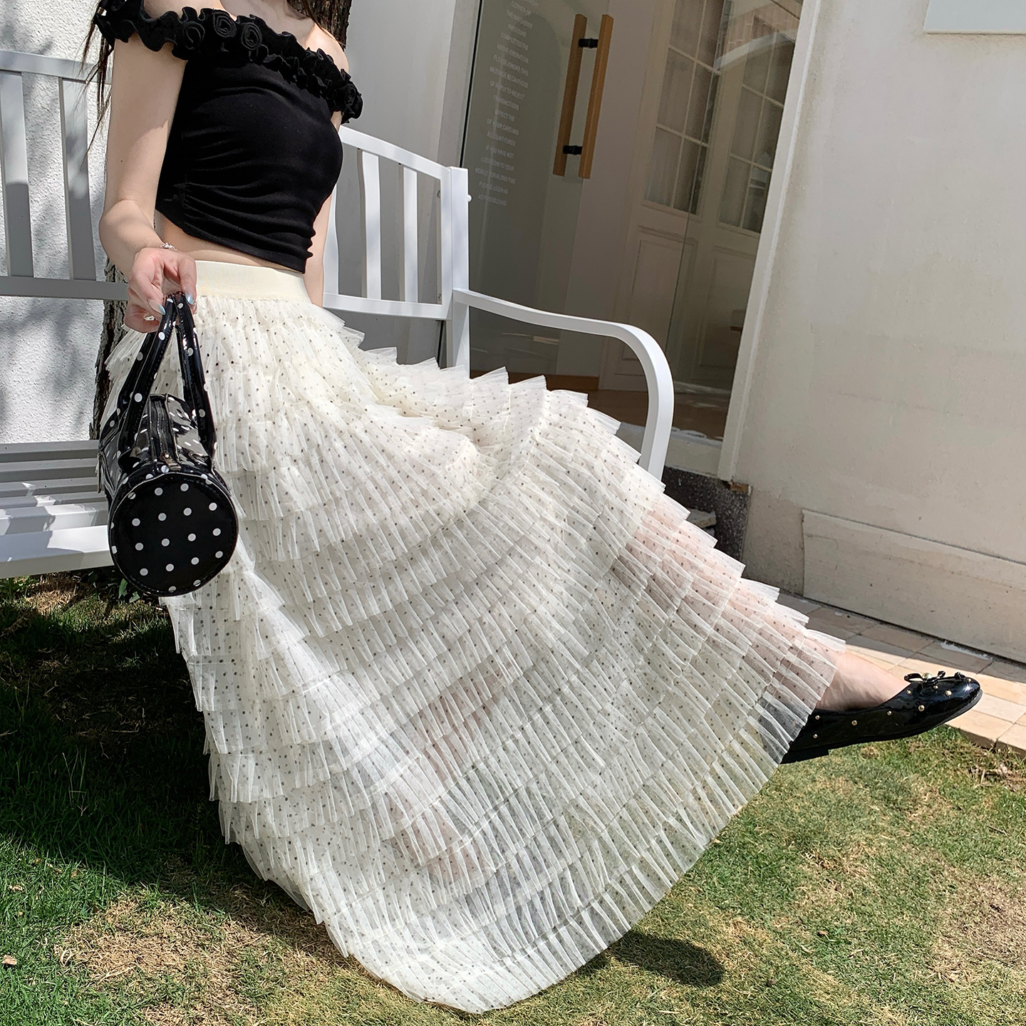 法式波點網紗仙女蛋糕裙女2026新款夏季減齡顯瘦多層蓬蓬半身裙
