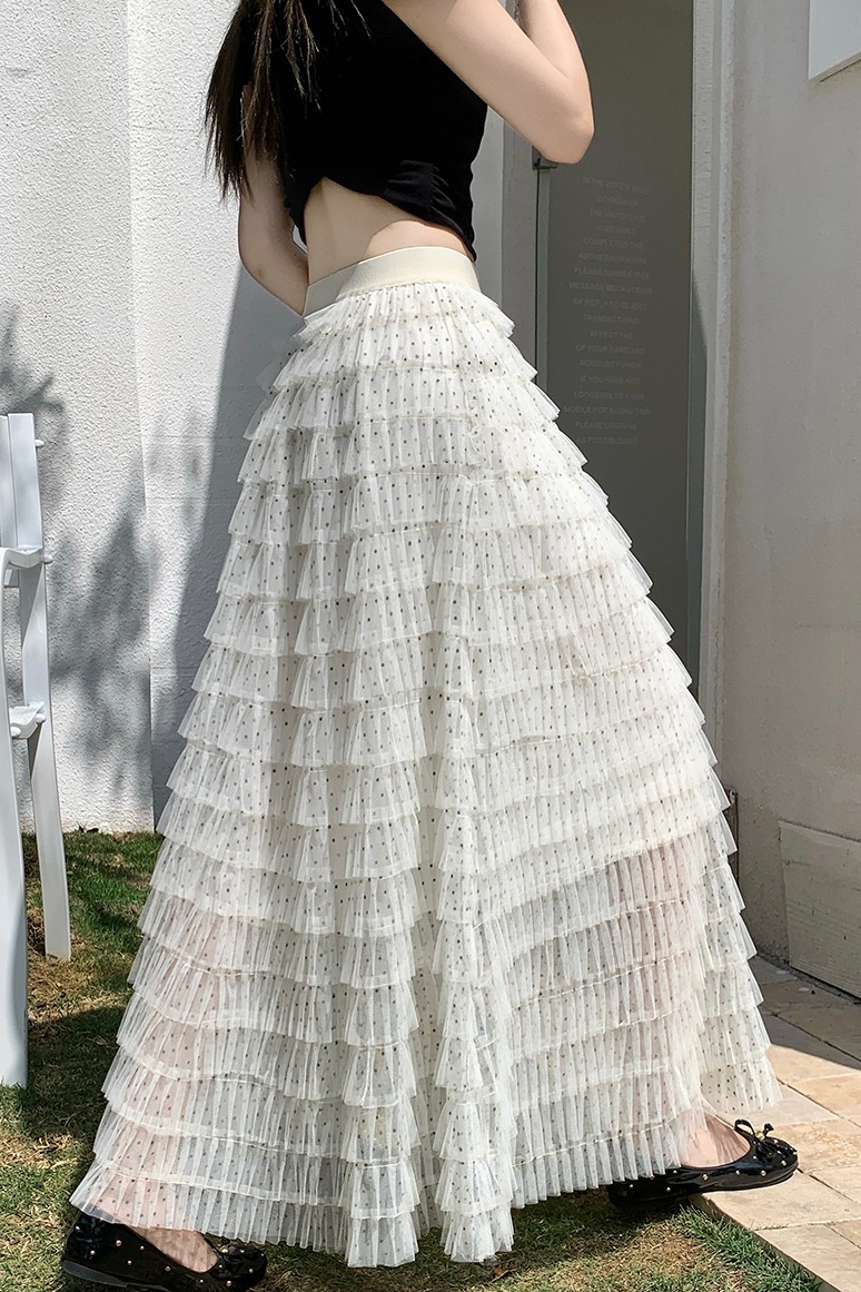法式波點網紗仙女蛋糕裙女2026新款夏季減齡顯瘦多層蓬蓬半身裙