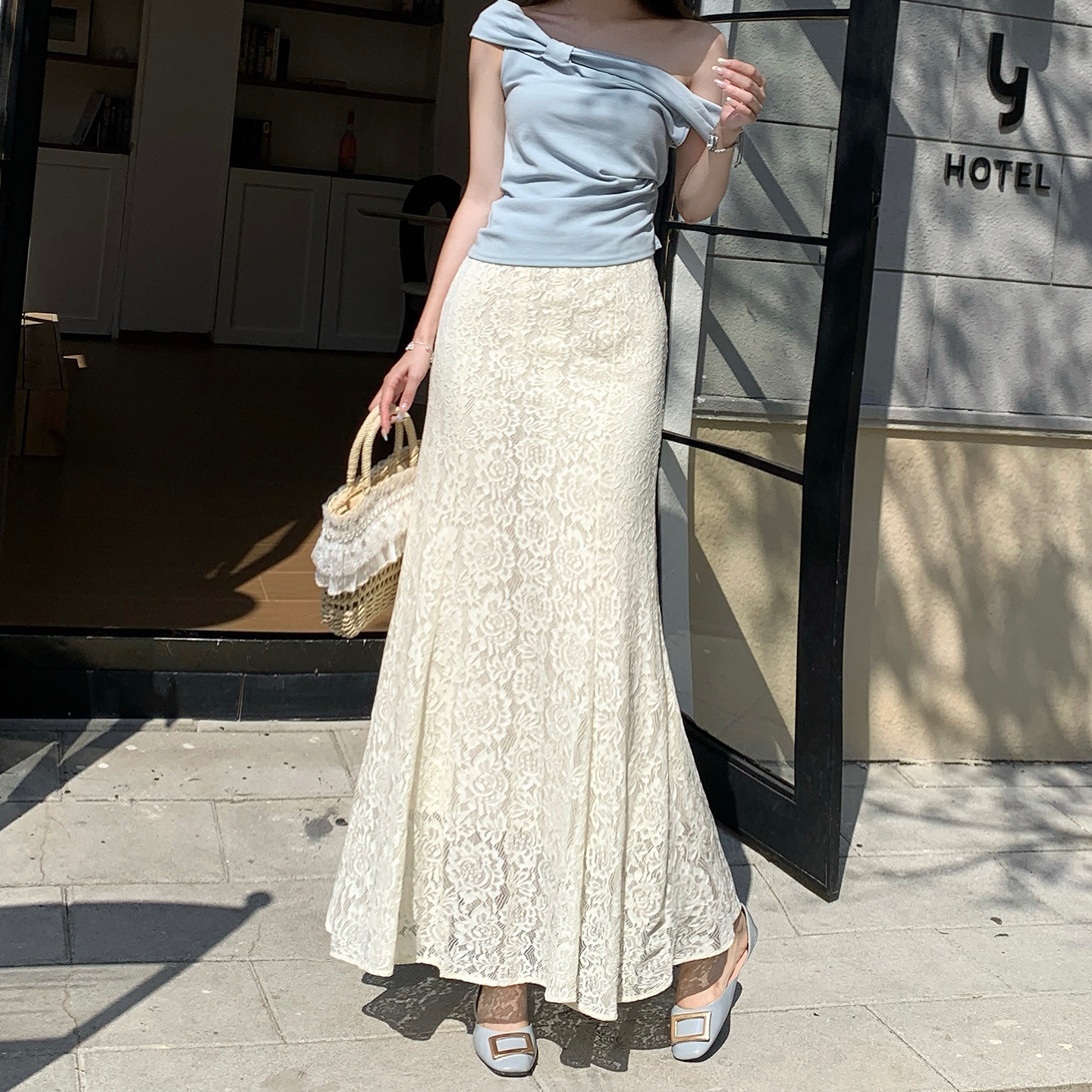白色氣質蕾絲魚尾半身裙女2026夏季新款垂感高級感長裙a字包臀裙