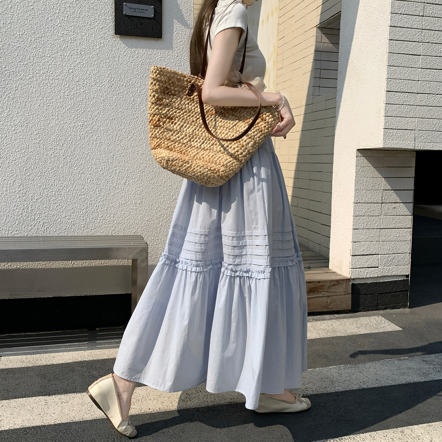 花邊壓褶a字木耳邊半身裙女2026夏季新款高級感氣質超仙蛋糕長裙