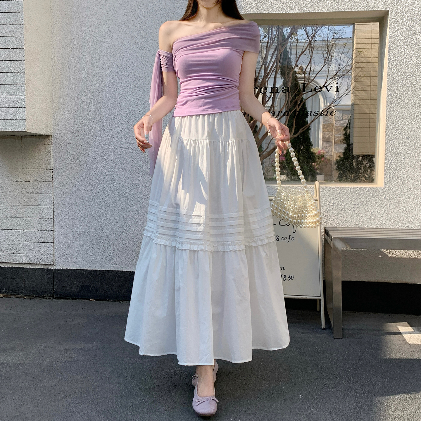 花邊壓褶a字木耳邊半身裙女2026夏季新款高級感氣質超仙蛋糕長裙