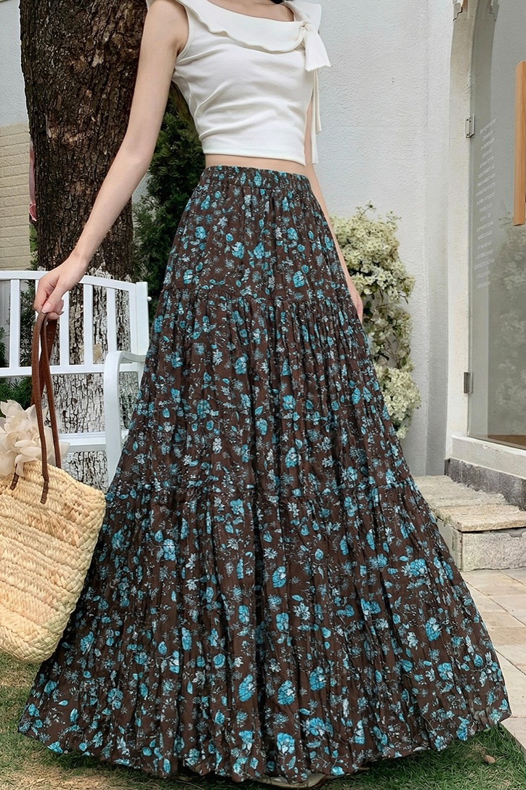 設計感碎花半身裙女2026夏季新款韓版復古風氣質高腰顯瘦A字長裙