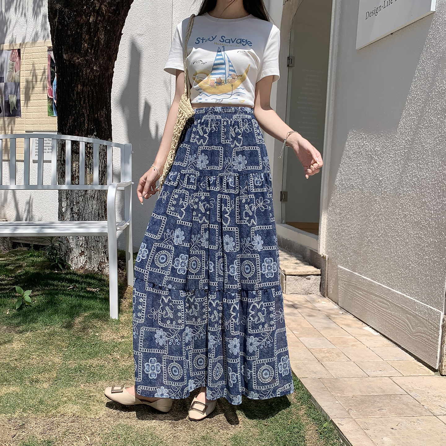 經典碎花休閑半身裙女2026新款今年流行爆款寬松顯瘦a字傘裙