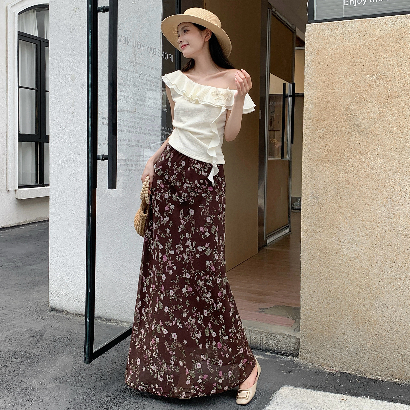 溫柔碎花松緊腰半身裙女2026夏季新款氣質高腰顯瘦A字裙魚尾長裙