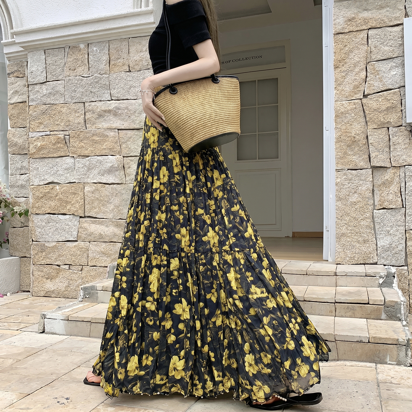 雪紡碎花蛋糕長裙半身裙女2026夏季新款高腰超仙大擺a字長裙子