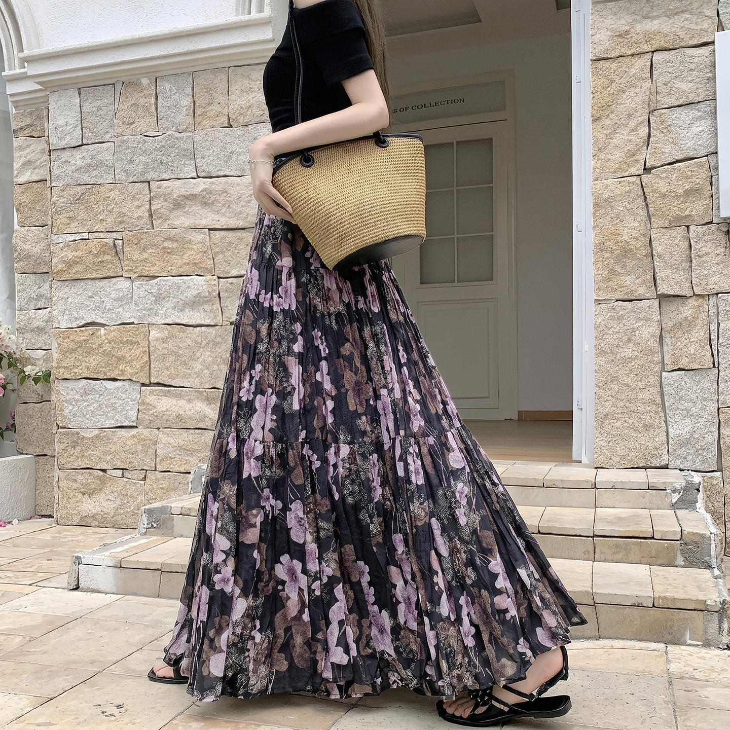 雪紡碎花蛋糕長裙半身裙女2026夏季新款高腰超仙大擺a字長裙子