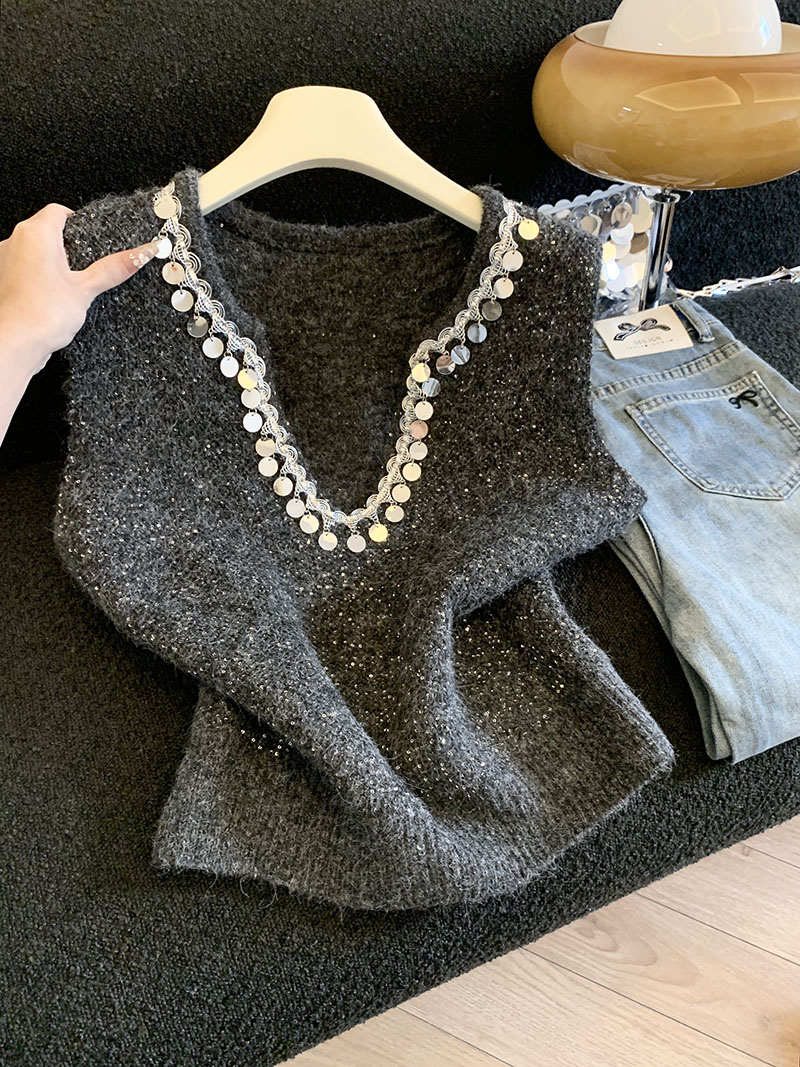 MY15540# 新款法式气质洋气亮片针织马甲背心女装百搭无袖打底上衣女裝...