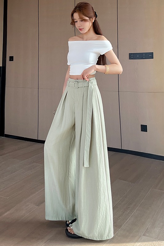 實拍2026夏季新款闊腿褲裙女薄款褲子高腰時尚垂感休閑褲裙配腰帶