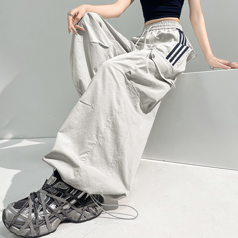 實拍 2026夏季新款時尚高腰寬松闊腿速干兩穿工裝褲休閑運動褲女