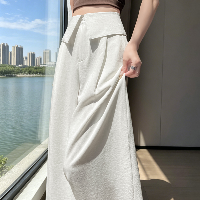 實拍2026夏季新款亞麻闊腿褲女薄款褲子高腰垂感直筒拖地休閑褲