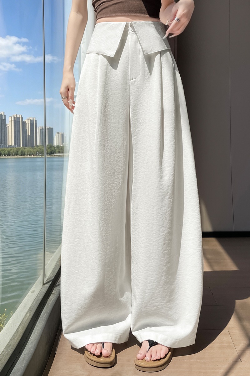 實拍2026夏季新款亞麻闊腿褲女薄款褲子高腰垂感直筒拖地休閑褲