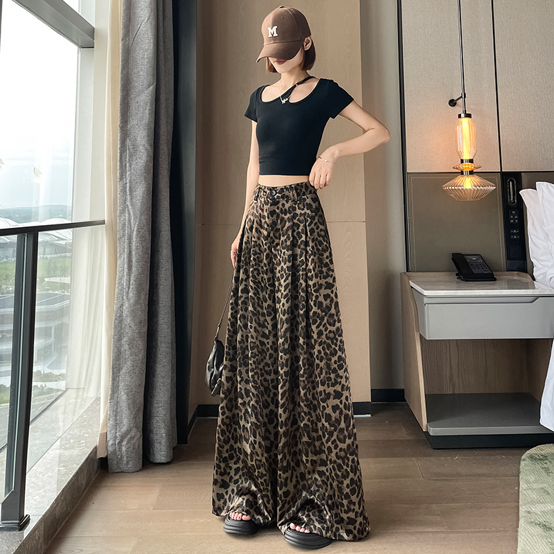 實拍休閑醋酸闊腿褲子女2026夏季新款百搭顯瘦垂感寬松拖地直筒褲