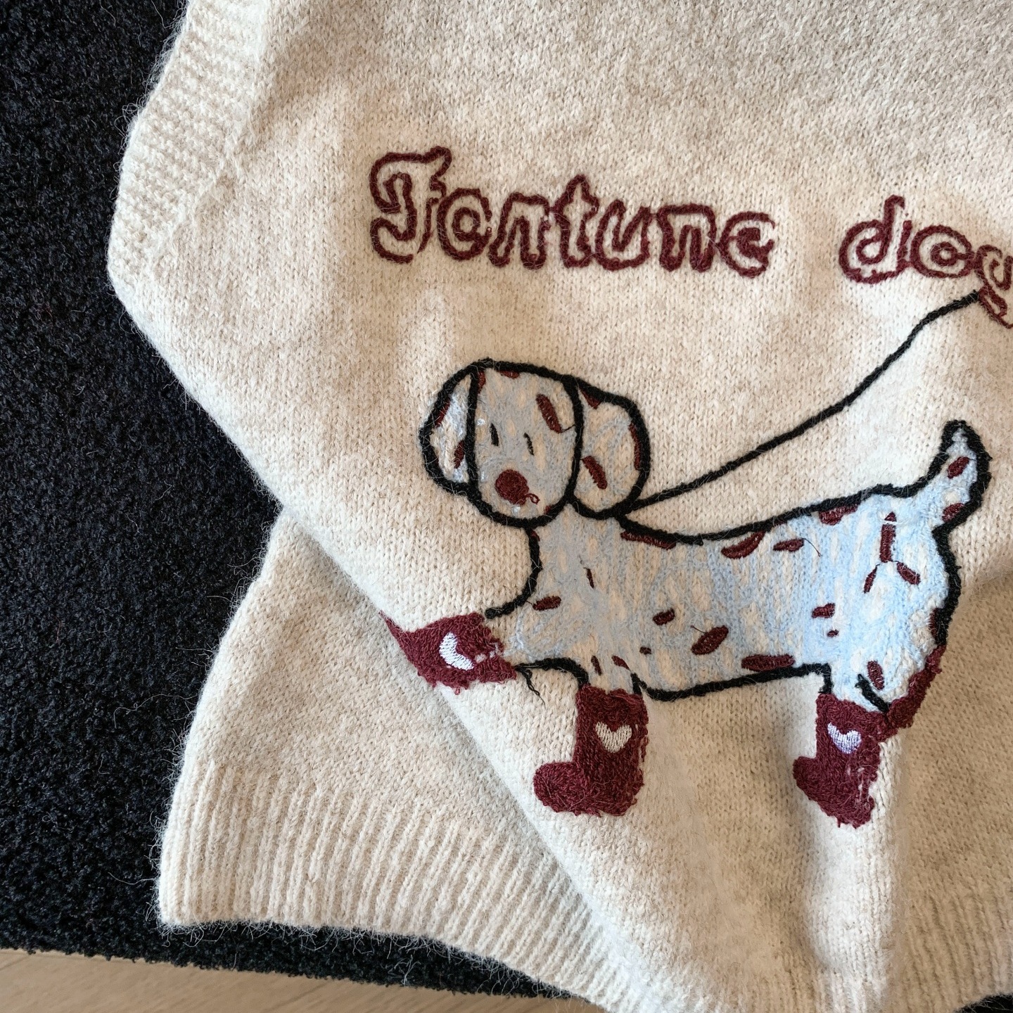 實拍韓系學院風小狗刺繡針織背心毛衣馬甲女春秋外穿疊穿無袖上衣