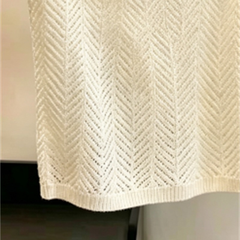 實拍韓系老錢風鏤空高級感U領短袖針織衫夏季時尚百搭寬松上衣女