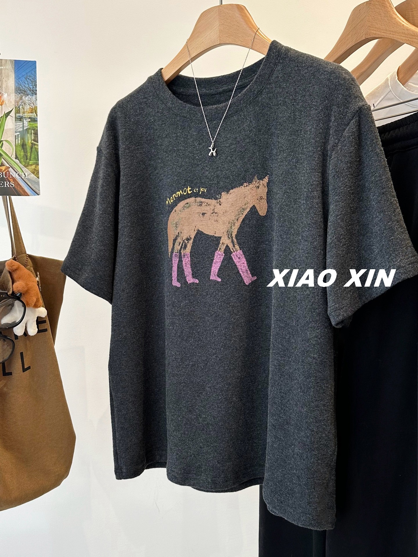 MY17576# 螺纹德绒大码300斤印花磨毛德绒短袖T恤女宽松休闲内搭上...