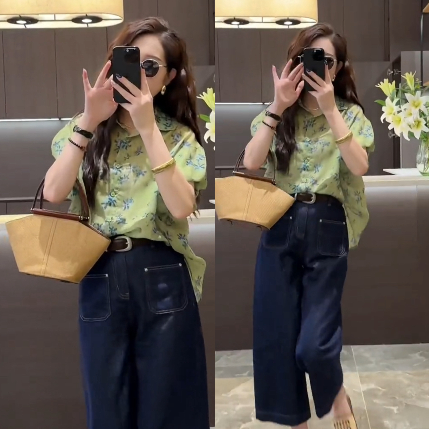 2026夏新款小個子八九分直筒褲高腰休閑設計天絲九分闊腿牛仔褲女