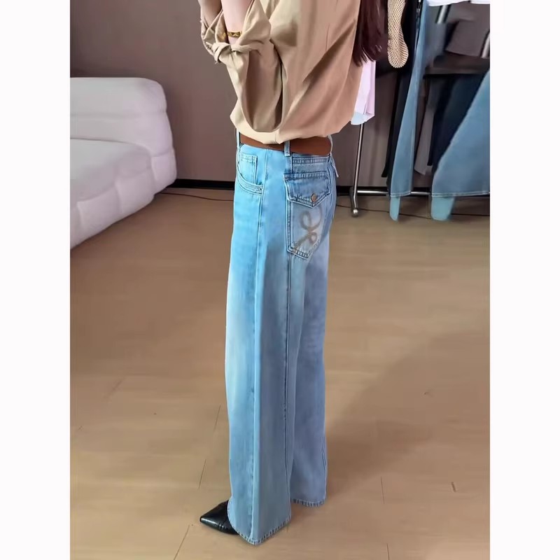 小個子淺藍色高腰闊腿牛仔褲女2026春季新款巨好看百搭直筒褲子xs