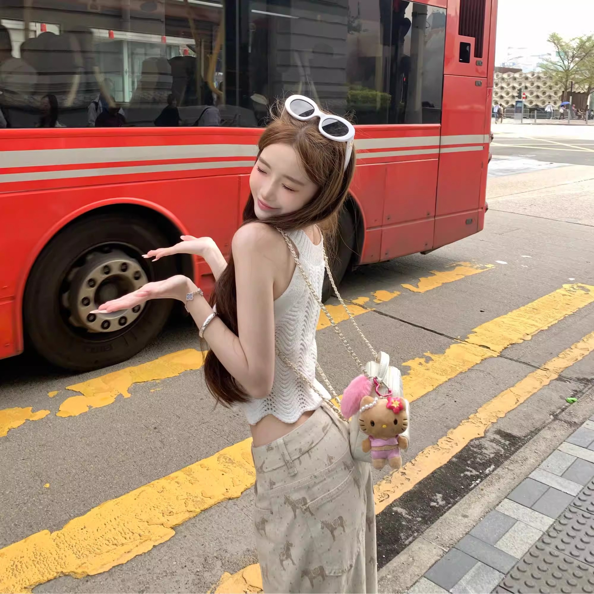 XUAN璇璇Herme*小馬92棉減齡寬松拖地直筒顯瘦提花牛仔褲女