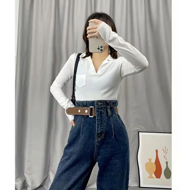 高腰寬松老爹直筒牛仔褲女顯瘦顯高九分2026春秋裝設計感春秋褲子