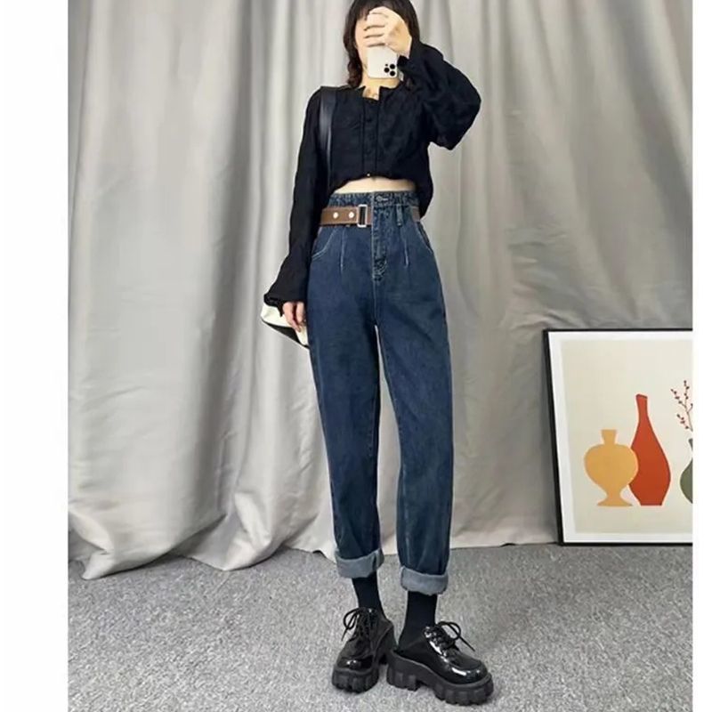 高腰寬松老爹直筒牛仔褲女顯瘦顯高九分2026春秋裝設計感春秋褲子