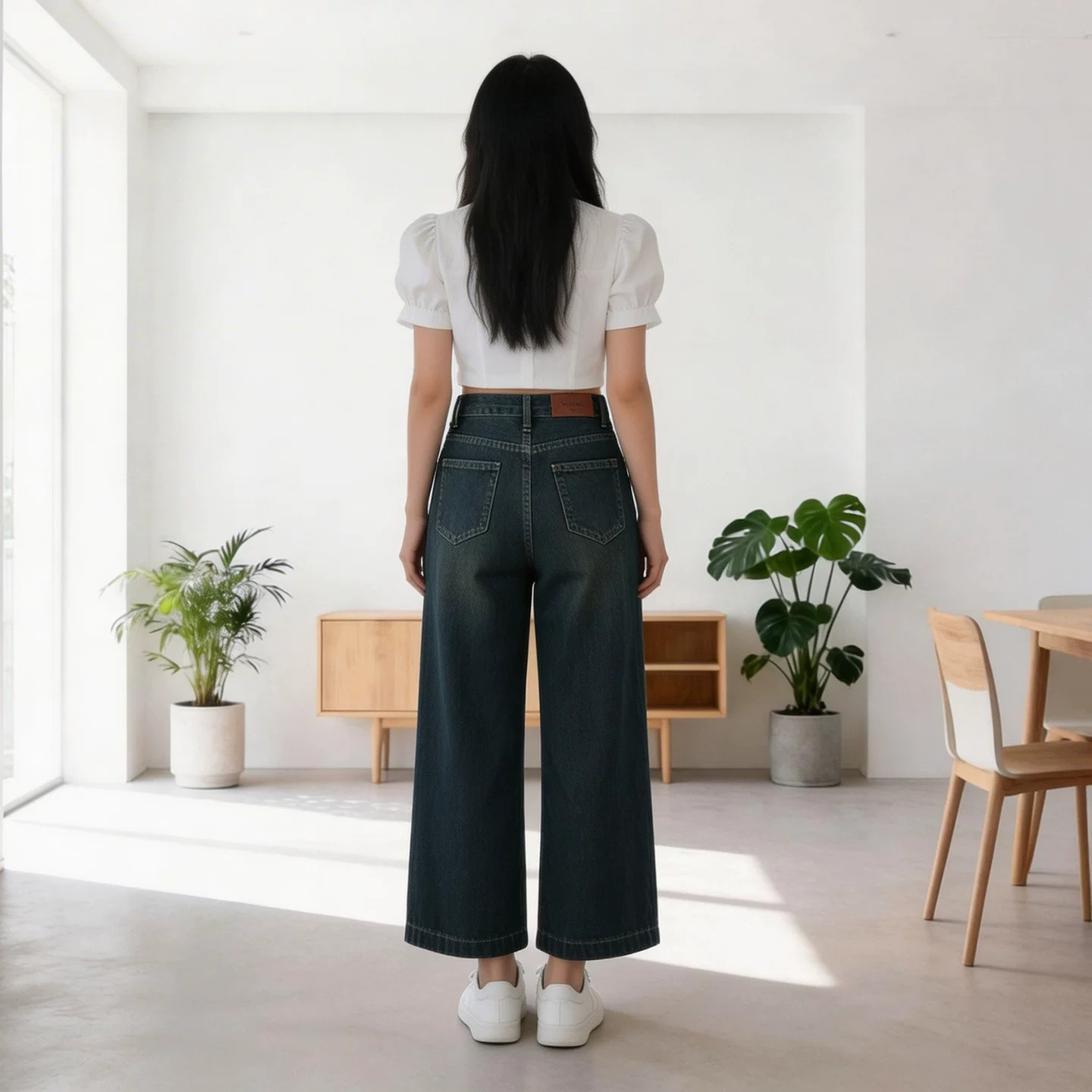 八分闊腿牛仔褲女2026新款春秋150小個子穿搭復古九分窄版直筒褲