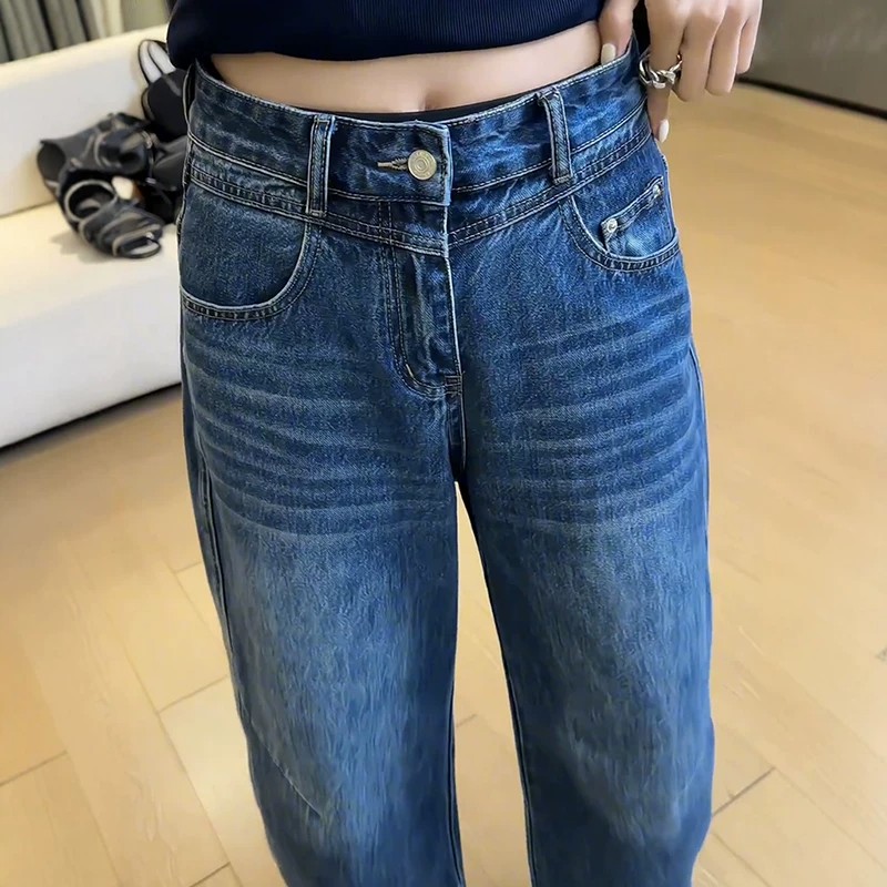 大碼直筒牛仔褲女夏季薄款2026新款褲子小個子胖mm顯瘦九分闊腿褲