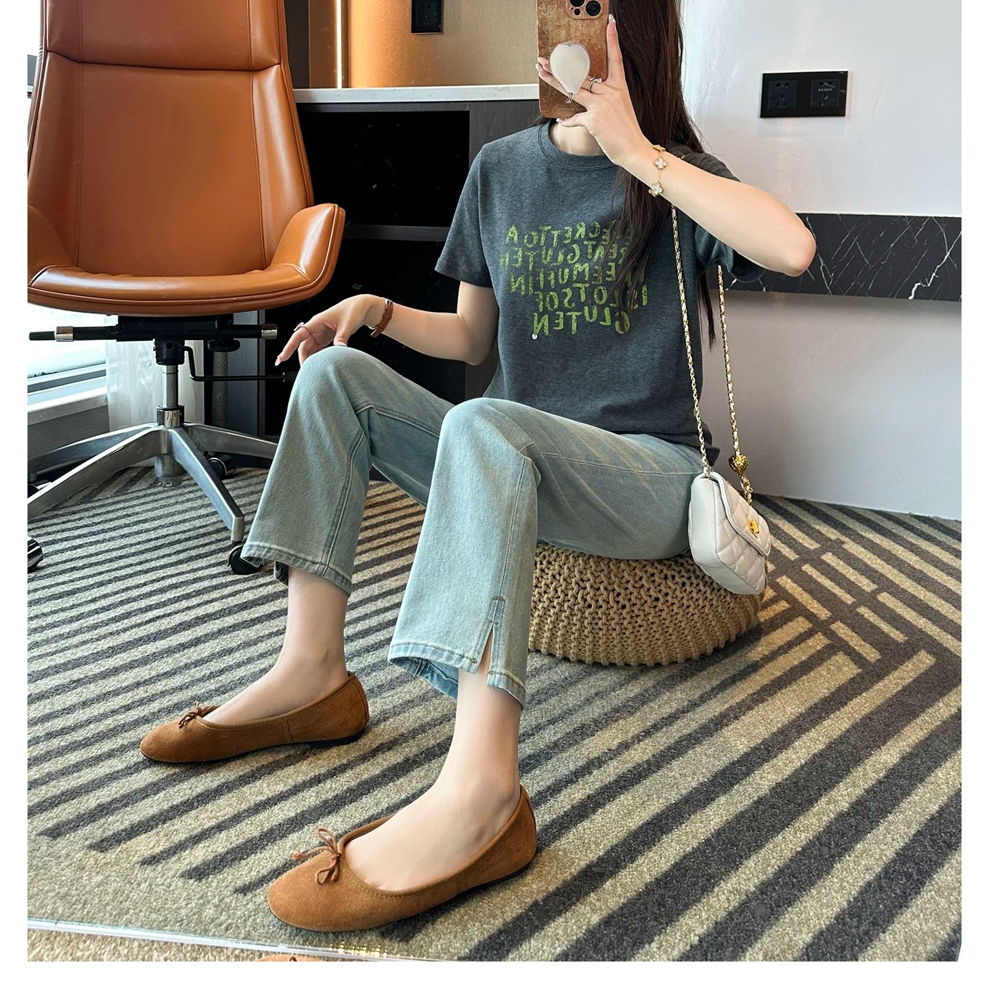 版型巨好！~四面彈法棍牛仔褲2026新款女直筒小個子高腰九分褲子