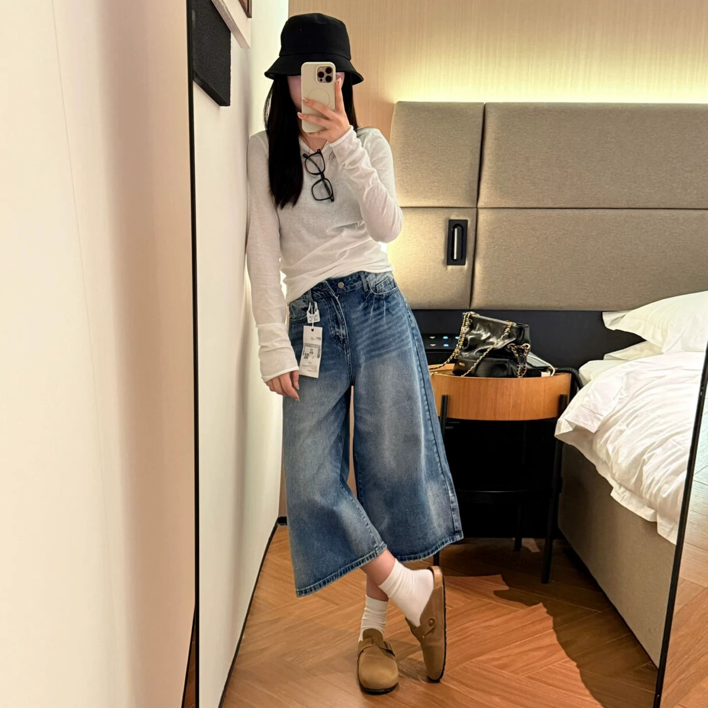 美式復古七分牛仔短褲女2026夏季新款高腰直筒寬松7分闊腿中褲子