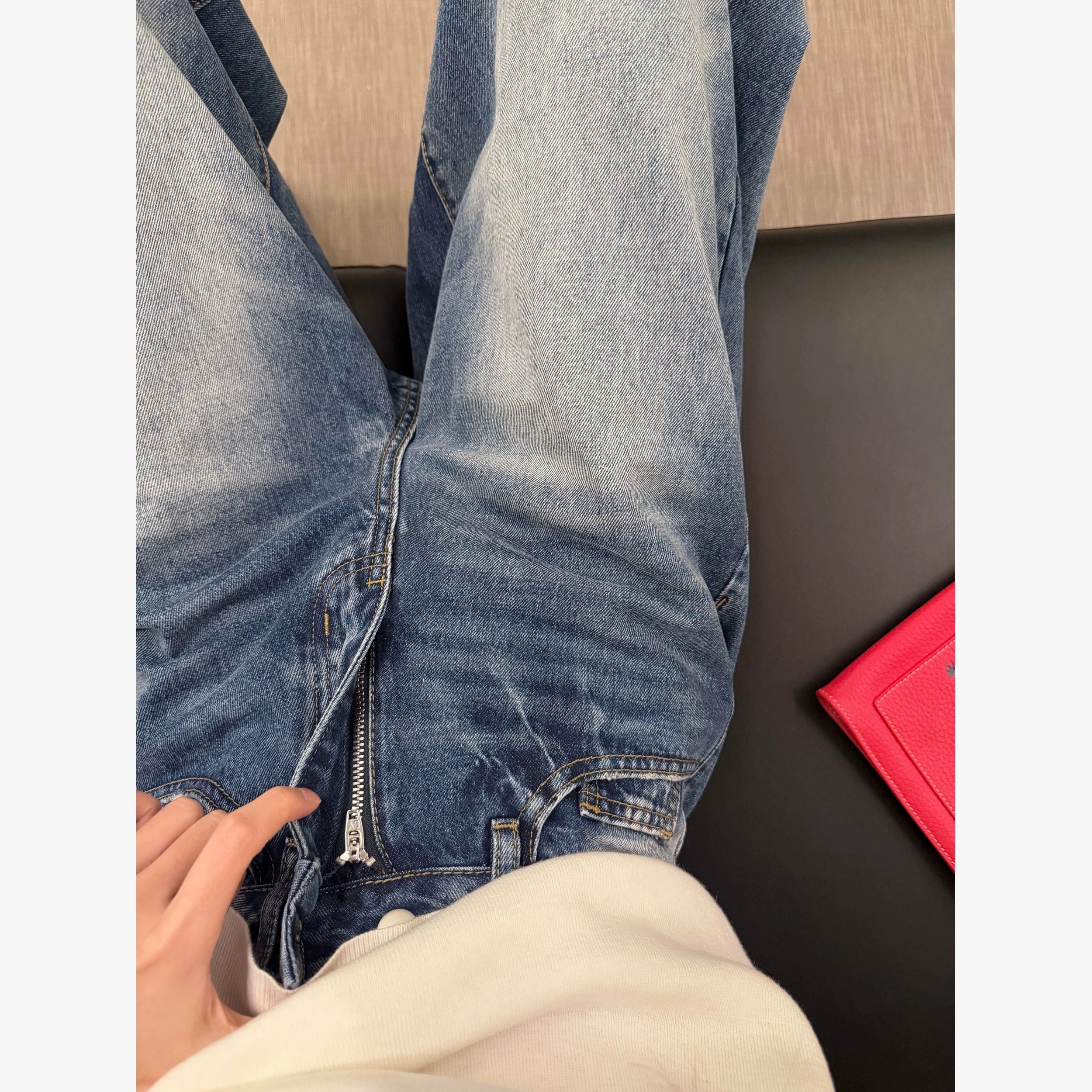 美式復古高腰寬松闊腿牛仔褲女2026年夏季新款垂感百搭直筒七分褲