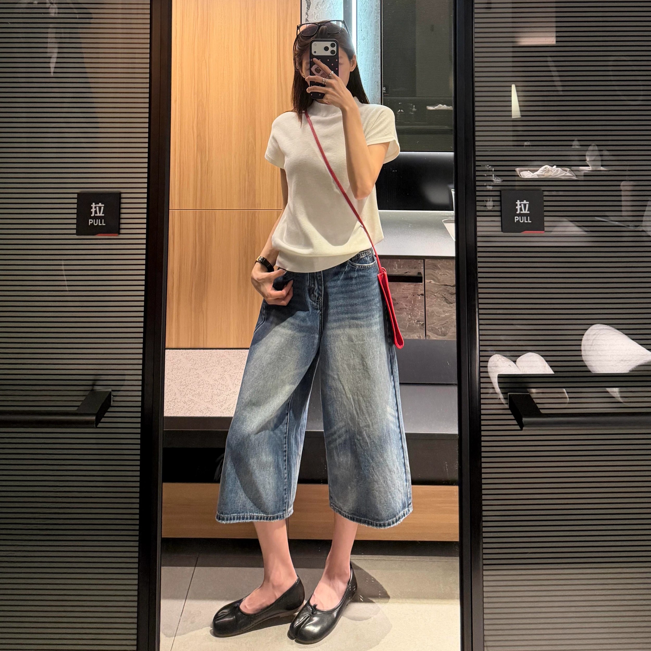 美式復古高腰寬松闊腿牛仔褲女2026年夏季新款垂感百搭直筒七分褲