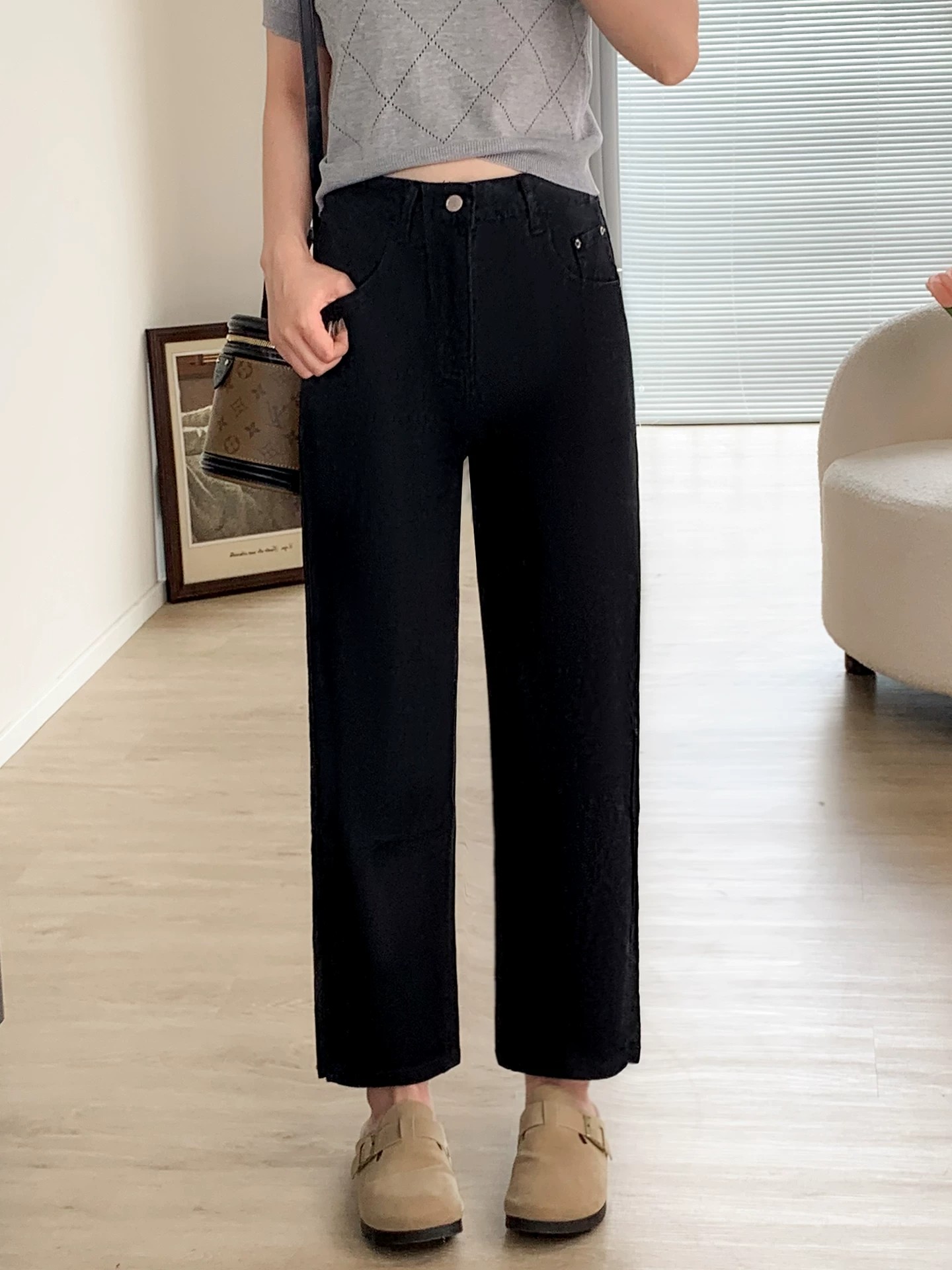 萊賽爾天絲直筒牛仔褲女夏季薄款大碼胖妹妹梨形身材九分煙管褲子