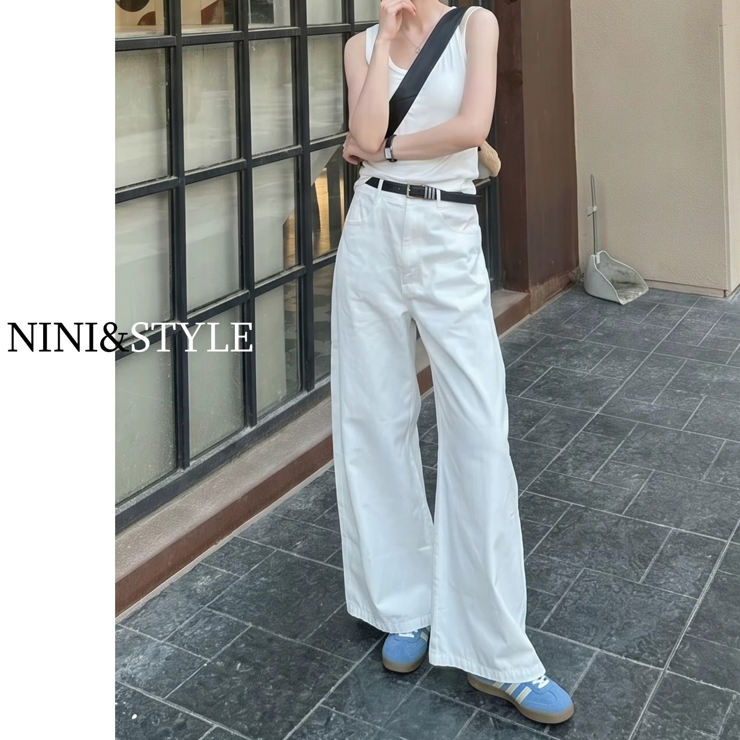 白色闊腿牛仔褲女2026夏季新款高腰顯瘦小個子寬松高級垂感直筒褲