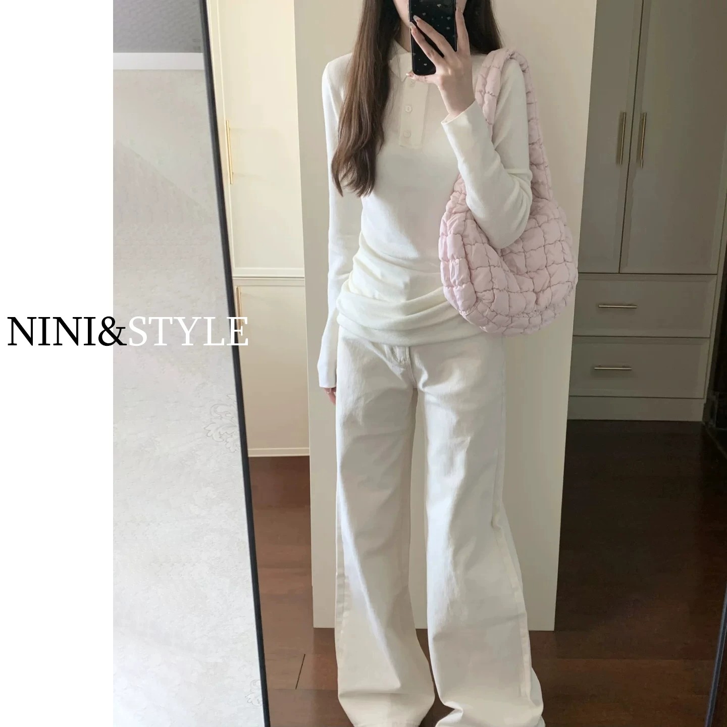 白色闊腿牛仔褲女2026夏季新款高腰顯瘦寬松小個子高級垂感直筒褲