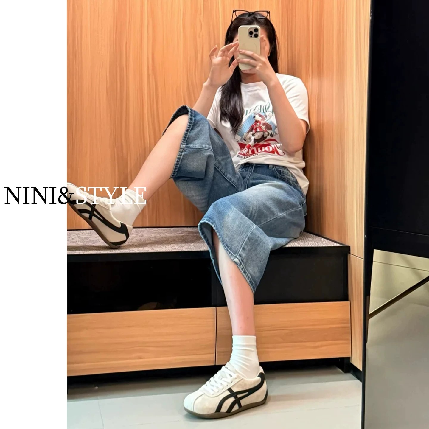 美式七分牛仔褲女夏季2026新款高腰中褲小個子短褲復古寬松闊腿褲