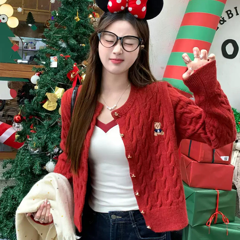 MY16694# 韩系穿搭毛衣开衫女款新款冬天针织外套高级感麻花上衣女裝貨...