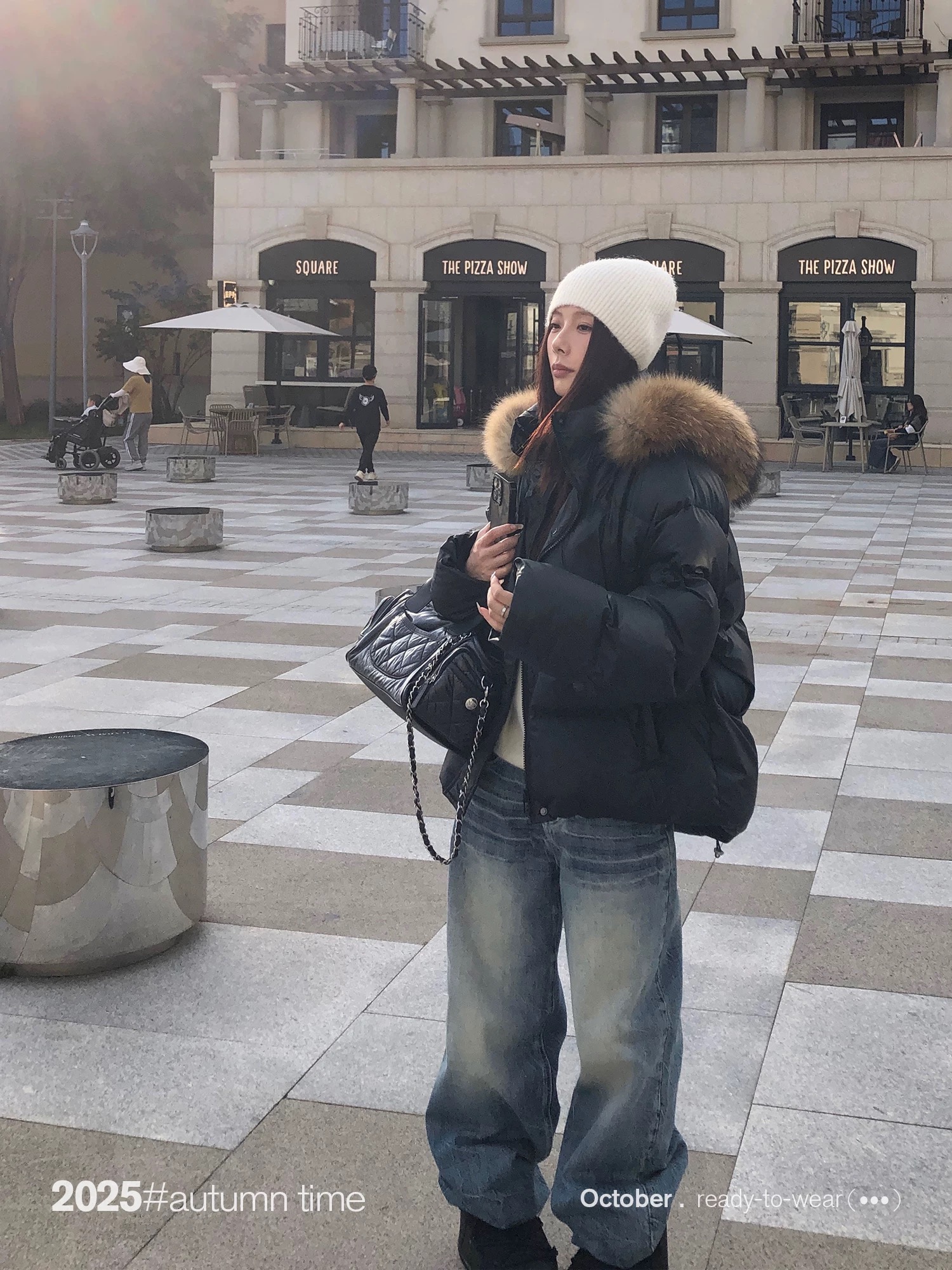 SUNONEONE 低腰水洗寬松直筒美式復古牛仔褲女秋磨白闊腿休閑褲子