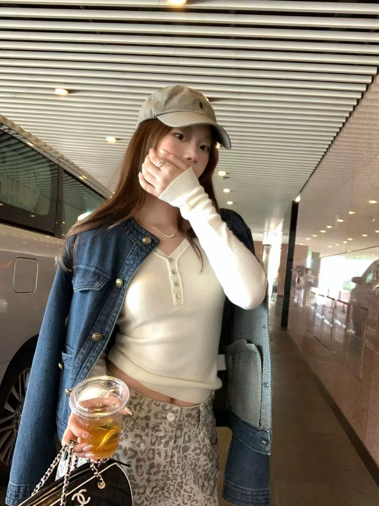 im向 澀谷sky’豹紋復古做舊闊腿褲女秋定染休閑牛仔褲