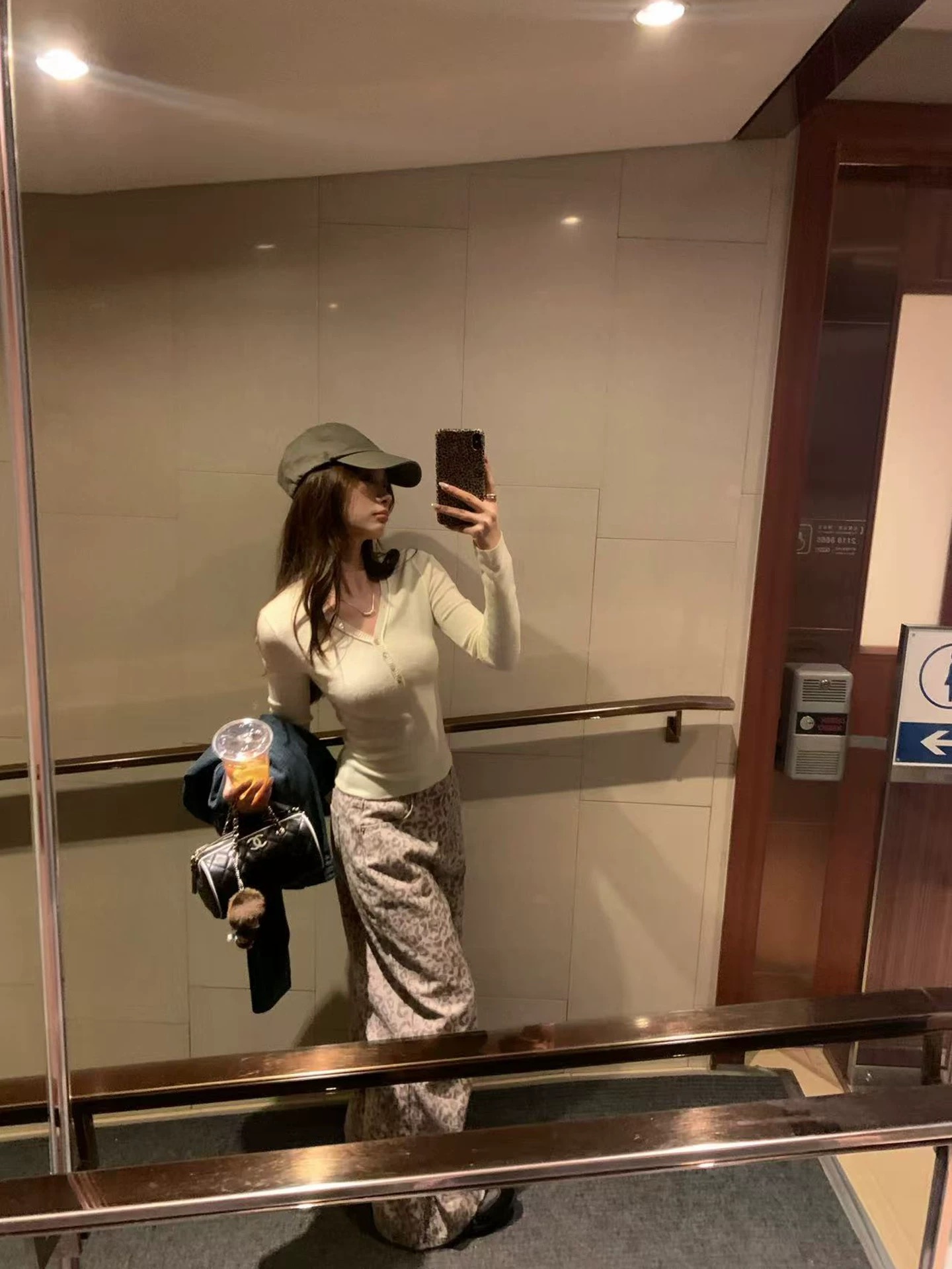 im向 澀谷sky’豹紋復古做舊闊腿褲女秋定染休閑牛仔褲