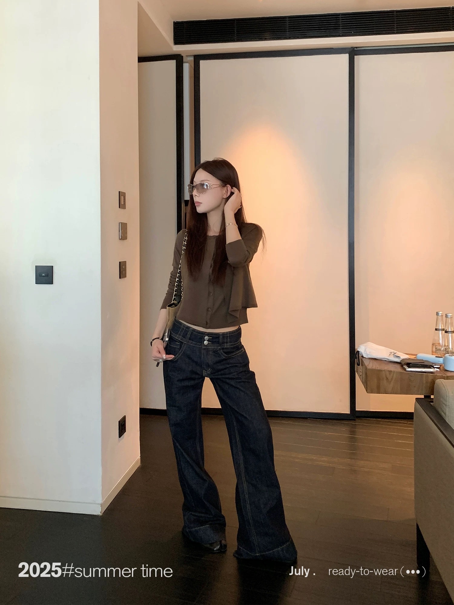 SUNONEONE 低腰丹寧原牛色修身牛仔褲女早秋美式復古直筒休閑褲子
