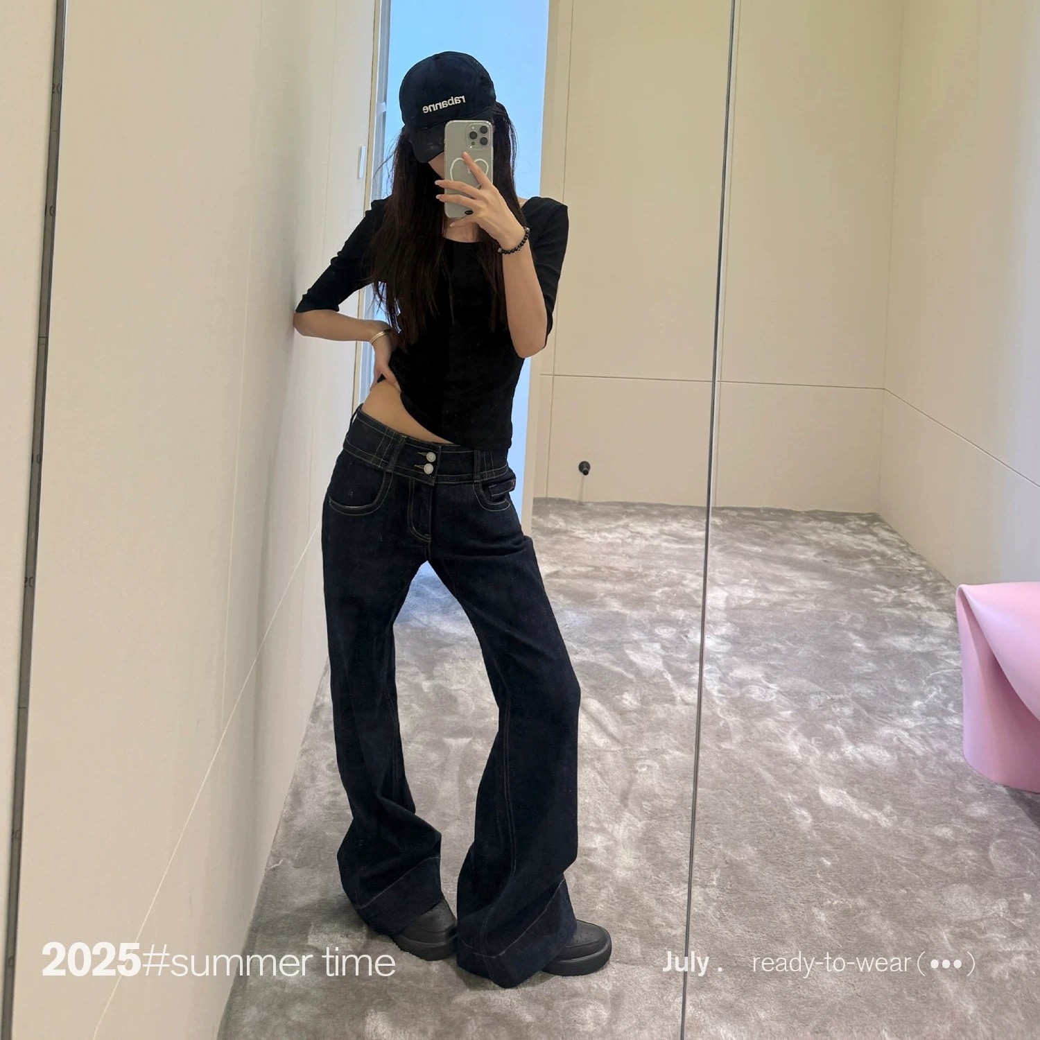 SUNONEONE 低腰丹寧原牛色修身牛仔褲女早秋美式復古直筒休閑褲子