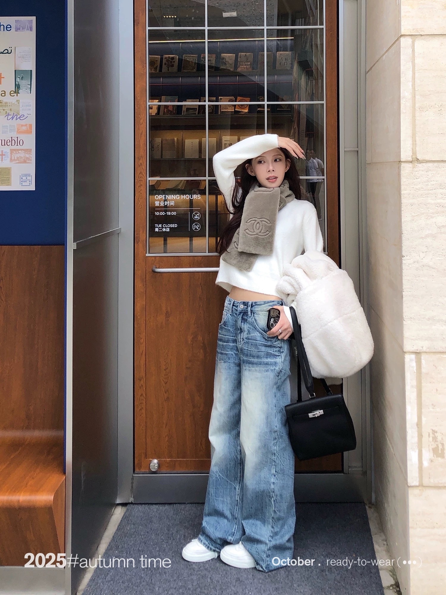SUNONEONE 低腰水洗寬松直筒美式復古牛仔褲女春磨白闊腿休閑褲子