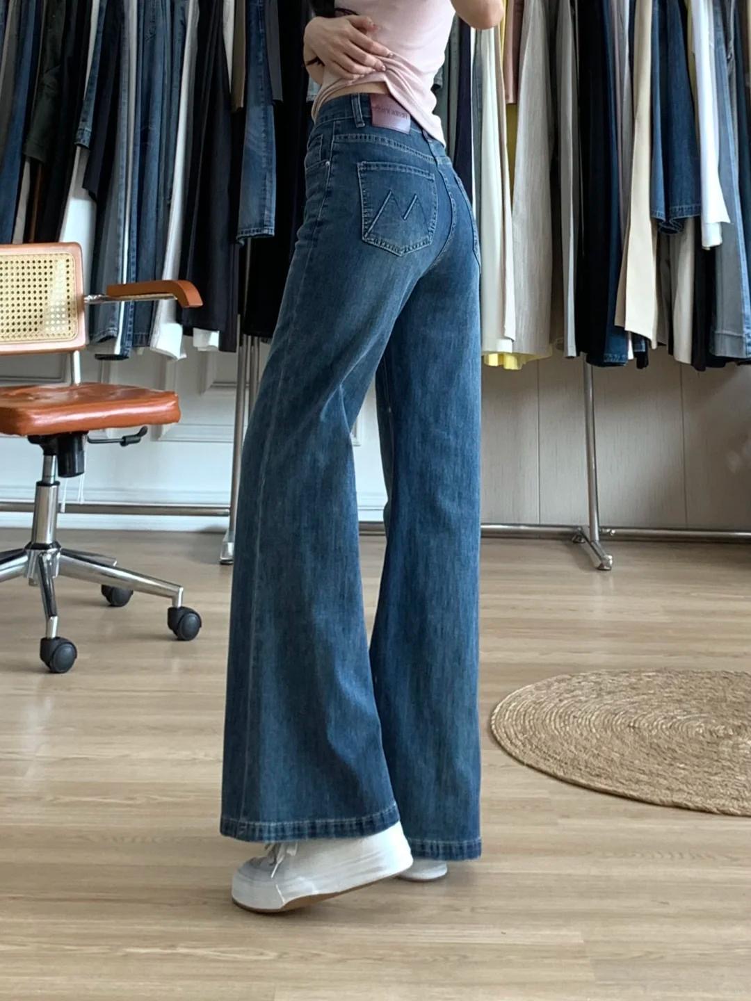 MY14697# 小个子复古微喇牛仔裤女夏季高腰宽松显瘦不贴腿拖地喇叭裤女...