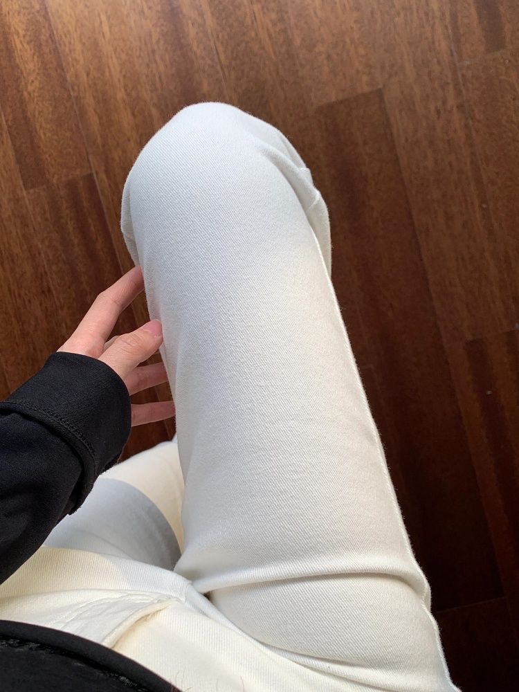 小個子美式白色彈力修身微喇牛仔褲女高腰顯瘦辣妹喇叭拖地褲