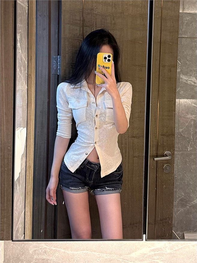 小個子復古設計感卷邊牛仔超短褲女夏季辣妹性感低腰緊身包臀熱褲