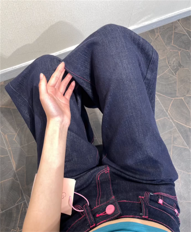 小個子復古闊腿牛仔褲女新款辣妹低腰寬松垂感百搭直筒褲