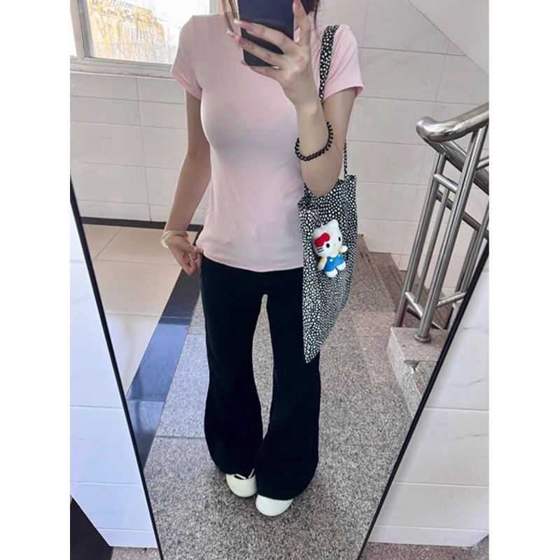 小個子黑色微喇叭牛仔褲女新款辣妹低腰顯瘦不貼腿馬蹄拖地褲